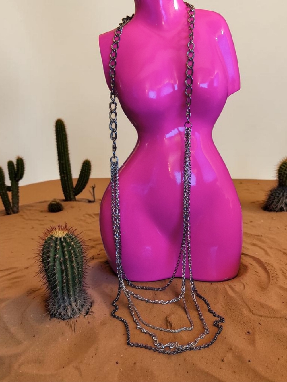 Multi-Chain Silver Necklace With Mixed Link Styles